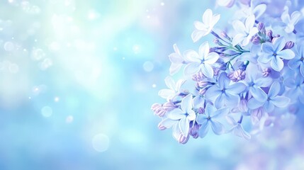 Serene Lilac Blooms: Delicate lilac blossoms in soft focus against a dreamy, pastel-toned backdrop. A close-up captures the fragile beauty and freshness of springtime. 
