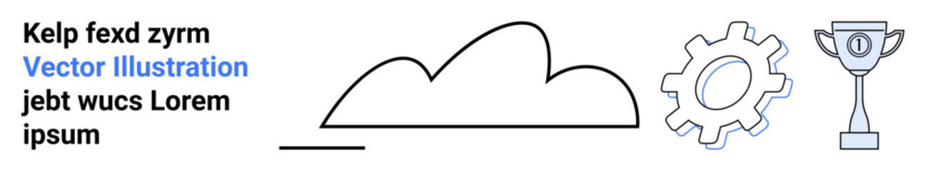 Cloud, gear, and trophy elements combine to symbolize creativity, progress, and achievement. Ideal for technology, teamwork, success, innovation motivation goals simple landing page