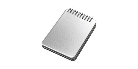 Metallic Spiral Notebook. Modern Design And Industrial Aesthetic For Office Use Isolated On Transparent Background