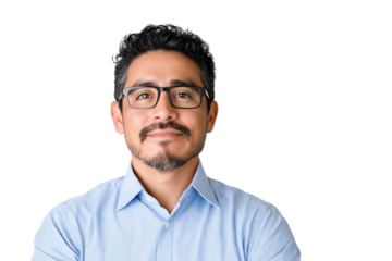 Mexican male teacher isolated on transparent white background