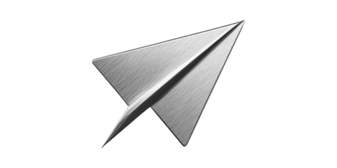 Metallic Paper Airplane Icon Symbolizing Communication And Innovation Isolated On Transparent Background