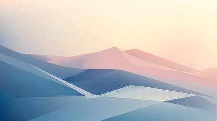 Abstract Low Poly Mountain Landscape at Sunset.