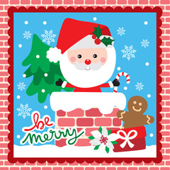 Cute Santa Claus For Christmas Card or Bag design