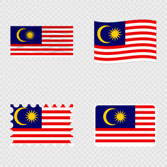 Malaysia national flag in four different styles.