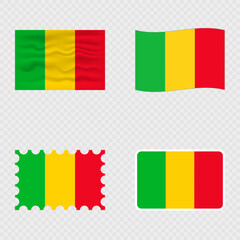 Mali national flag in four different styles.