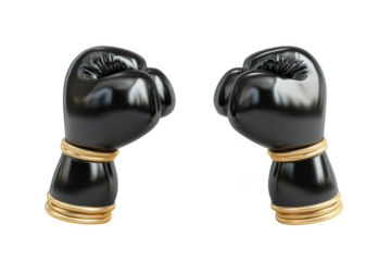 Boxing Gloves Black with Gold isolated Sport.