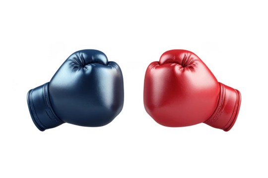 Boxing Gloves Fight Red Blue Isolated Sport.
