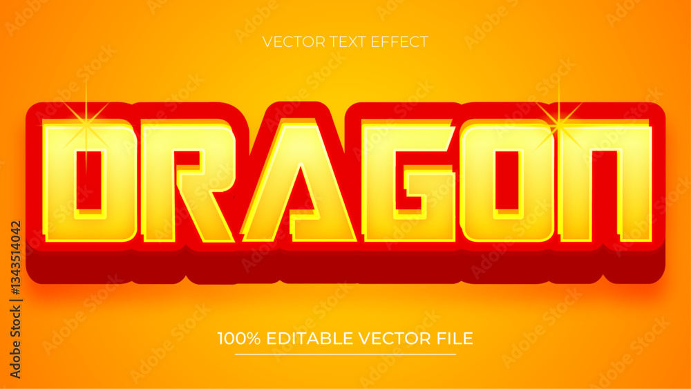 Poster dragon editable text font effect 3d text for gaming title red and yellow color