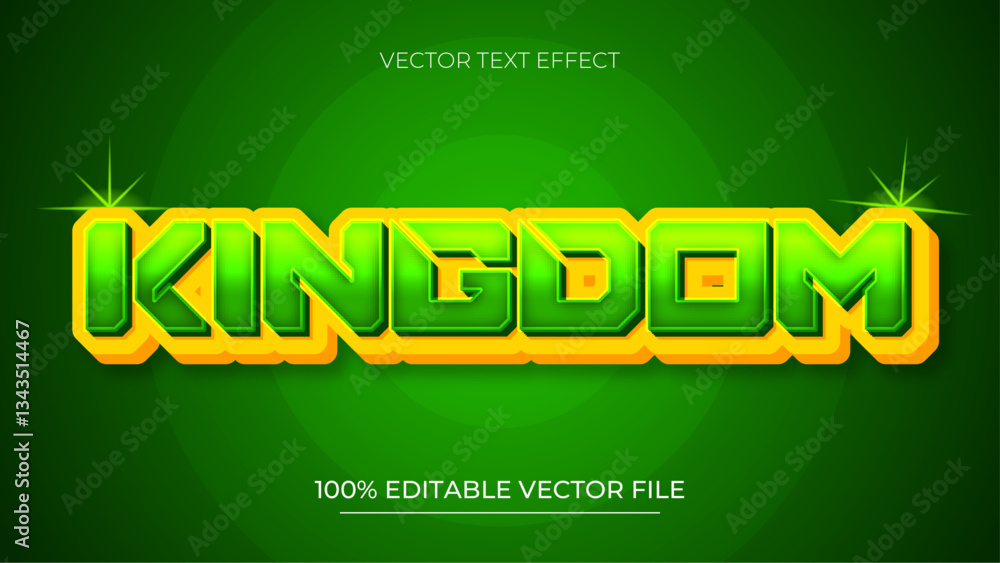 Poster kingdom text effect editable futuristic and game text style with green color style