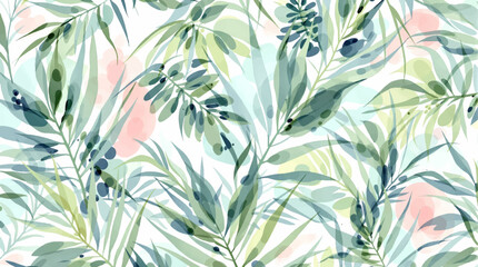 Fototapeta premium seamless pattern with green leaves