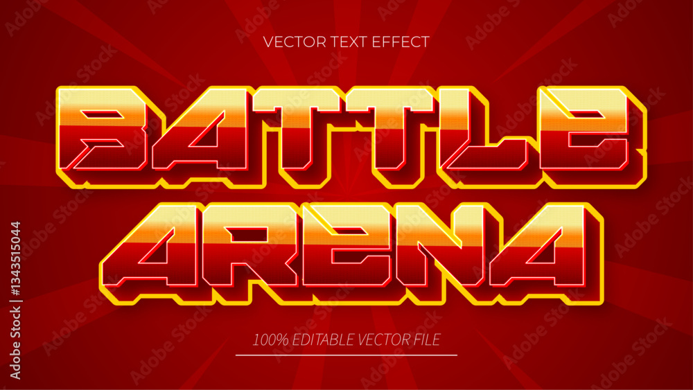 Poster Battle Arena Video Game 3d Text Style Effect with red and yellow gradient