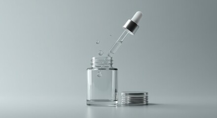 Elegant serum dropper bottle with liquid.