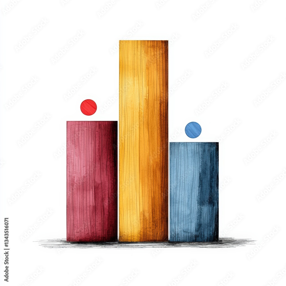 Poster colorful bar chart illustration representing data comparison and analysis in a modern style.