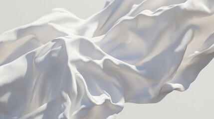 Flowing White Silk Fabric Drapery Against Soft Background Texture
