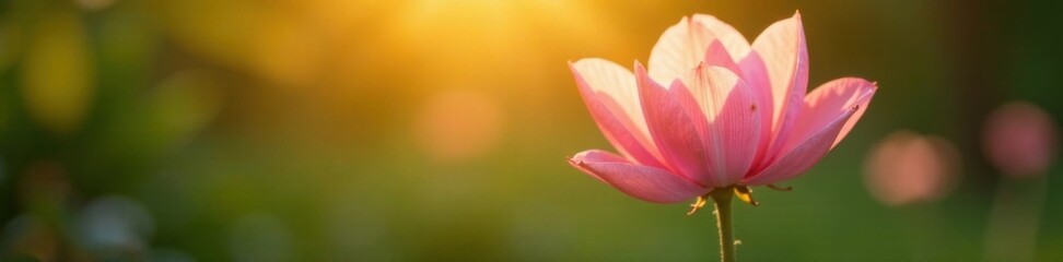 Fototapeta premium soft petals unfolding on a stem in the sunlight, light, greenery
