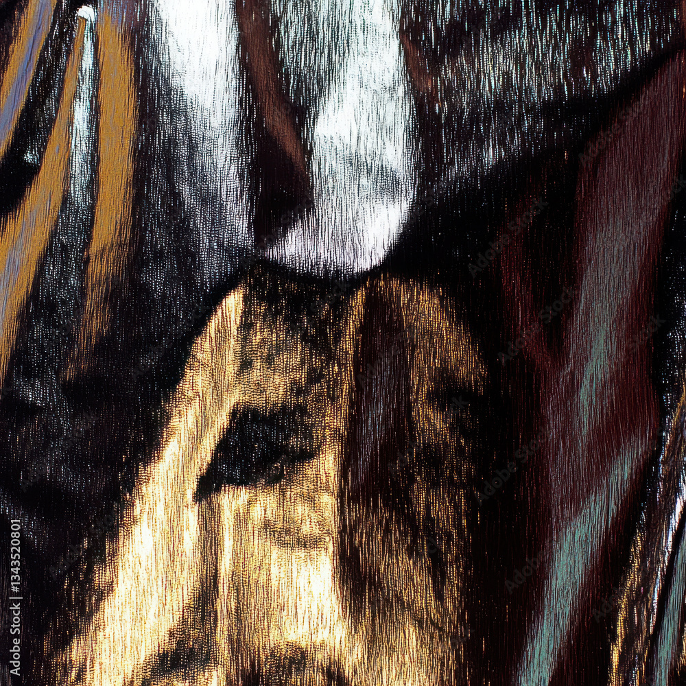 Poster Shimmering Metallic Texture with Abstract Light Reflections in Modern Art Style