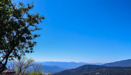 Obraz premium Beautiful mountain landscape with blue sky and green trees nature photography background wallpaper scenery view