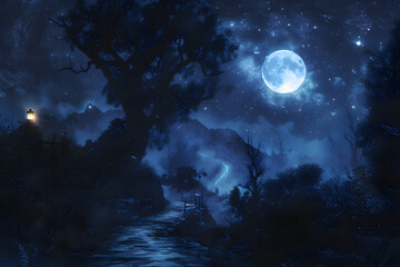 Fototapeta premium Twilight Path: A solitary Journey into the Heart of the Unseen