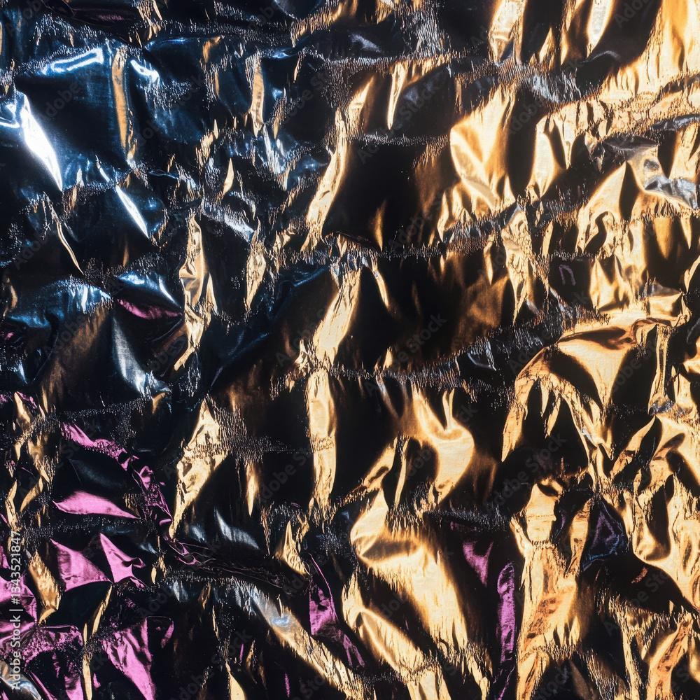 Poster metallic texture with abstract patterns in vibrant colors creating a dynamic background