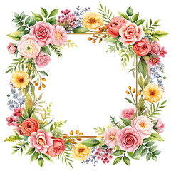 Floral Frame: Watercolor Roses