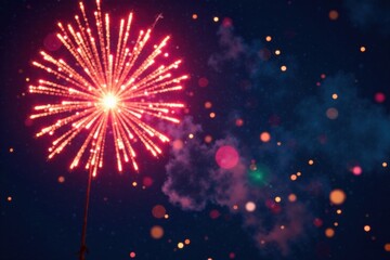 Obraz premium Sparkling fireworks explosion in the sky with colorful lights and patterns, fireworks, pyrotechnic display