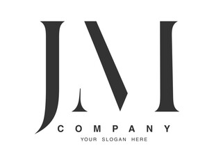 JM logo design. Initial letter j and m serif font style. Creative classic company name typography. Trendy logotype or identity.