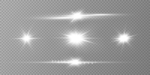 Glow effect. Star sparkles on a transparent background. Vector illustration. the sun