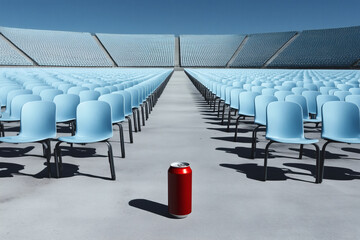 Fototapeta premium Stadium seating and a lone drink