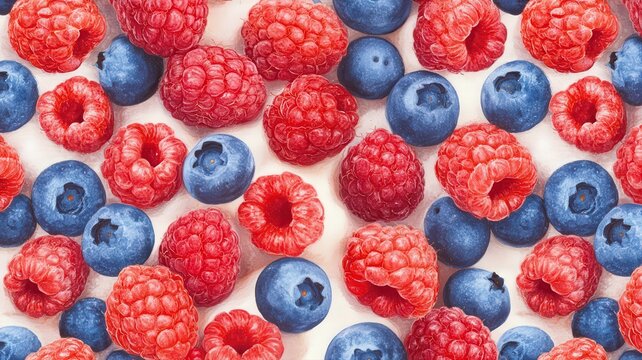 Red And Blue Berries On White Background