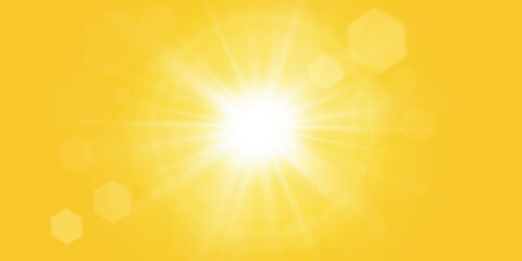 Warm sun on a yellow background. Leto.bliki solar rays.Оrange yellow background.