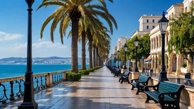 stunning embankment in Limassol, Cyprus sunny summer day