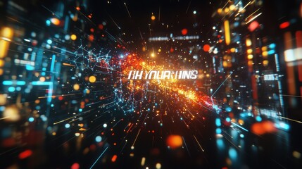 Obraz premium Futuristic Abstract Digital Background with Bright Light Effects