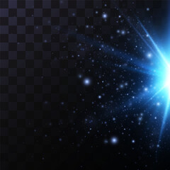 Special flash explosion effect with rays of light and magic sparks. Vector illustration