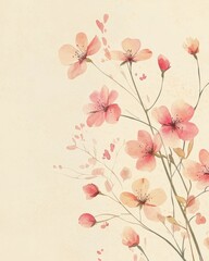 Fototapeta premium Delicate blossom side panels on cream and white backgrounds