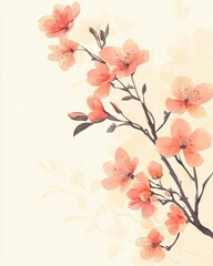 Delicate blossom side panels on cream and white backgrounds