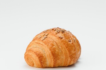 fresh croissant on white background