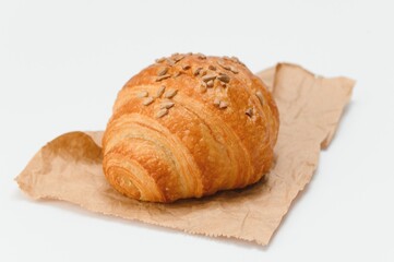 fresh croissant on white background