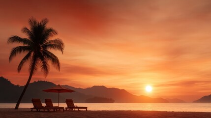 A beautiful silhouette of palm trees against a dusky sky, capturing the essence of a tropical evening filled with peace, beauty, and the allure of nature's wonders.