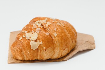fresh croissant on white background