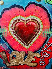 red heart on grunge background, pop art heart, painting heart