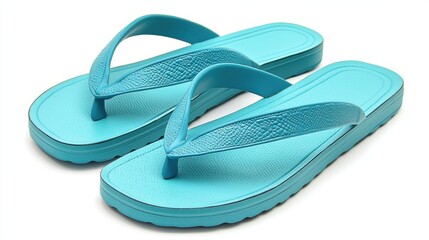 Summer blue flip flops sandals isolated on white