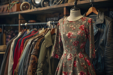 Obraz premium Nostalgic Reflections: A Curated Collection of Vintage Clothing from Various Eras