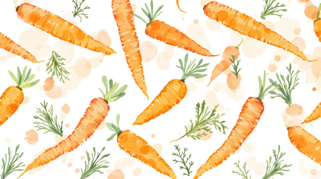 Seamless Pattern Watercolor Carrot Illustration Abstract Vegetable Background