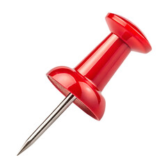 a close up of a single bright red push pin with a isolated on white background png. AI Generated 