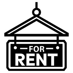 Bold For Rent Sign Vector Icon – Real Estate Rental Hanging Board Design