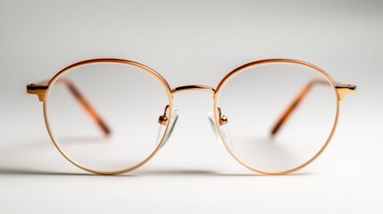 Fototapeta premium A stylish pair of round-frame glasses with clear lenses embodies sophistication and elegance, perfect for those seeking both function and fashion in eyewear choices.
