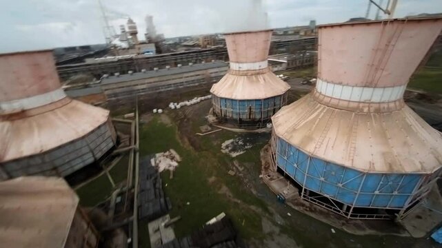 Exploring an azot and ammonia chemical plant through fpv drone aerial views