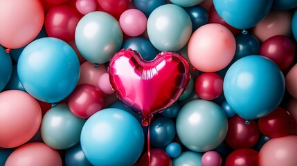 Obraz premium Colorful balloons of varying shades fill the visual background
