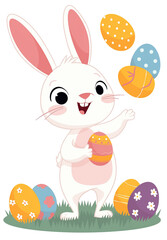Easter Egg Bunny Cartoon Illustration Transparent PNG without Background, suitable for Easter celebration activities, promotional posters, and in-store decorations.