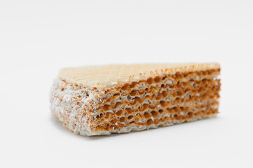 waffle with caramelized condensed milk on a white background